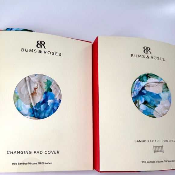 Bums & Roses Bamboo Fitted Crib Sheet & Changing Pad Cover Once in a Blue Bloom - Picture 5 of 5